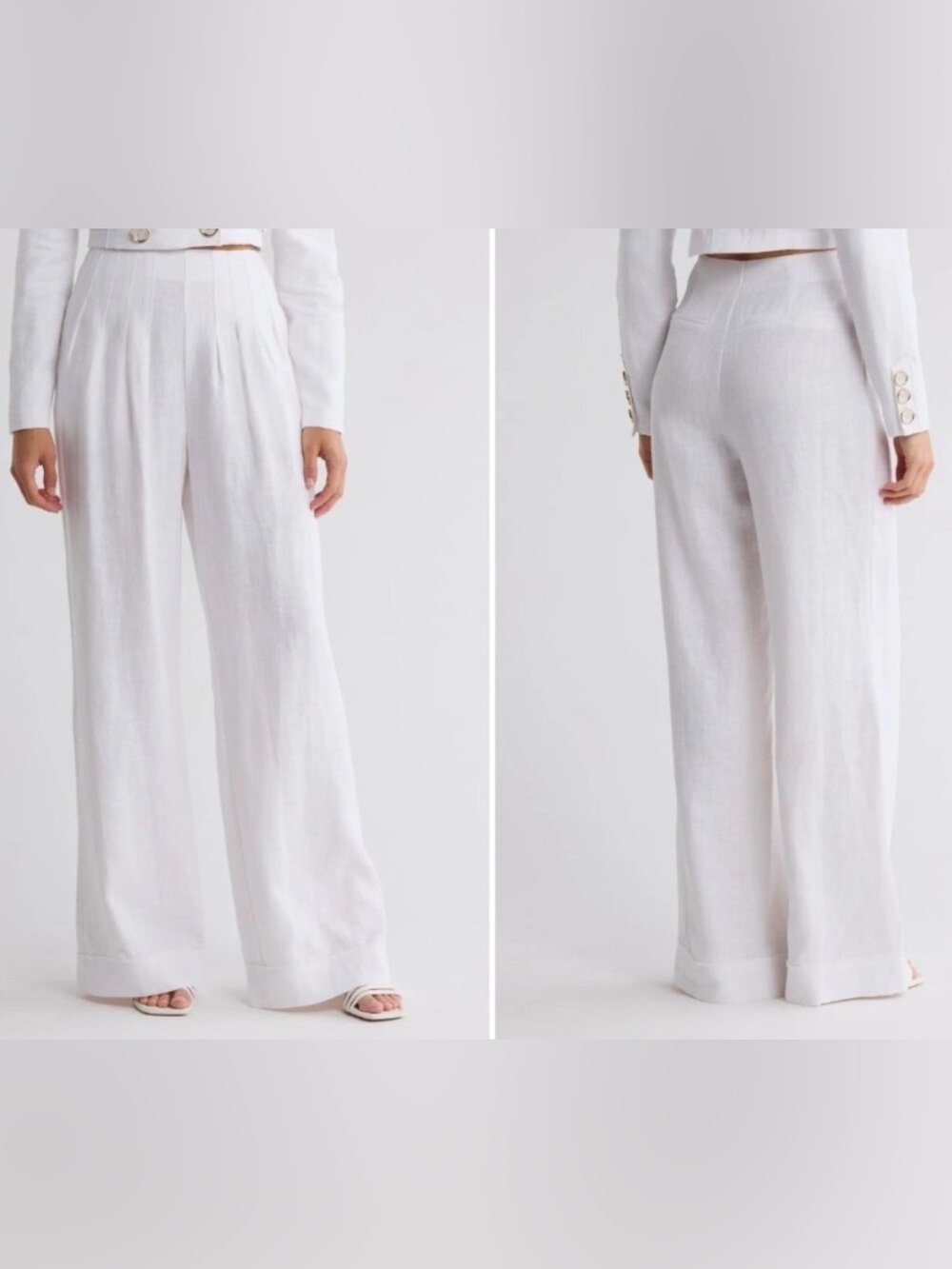 Ramy Brook White Wide-Leg Linen Dalia Trousers